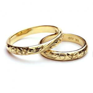 ハワイアンジュエリー ゴールドペアリング K14 幅3mm