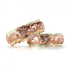 結婚指輪 デュアルトーン ウィッグルカットエッジ 幅6mm イエロー ピンク