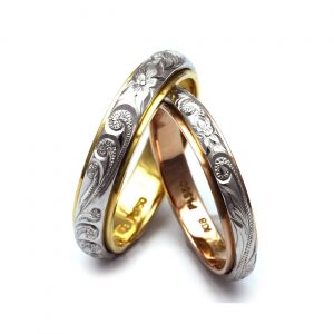 結婚指輪 細め デュアルトーン ストレートエッジ 幅3mm 4mm