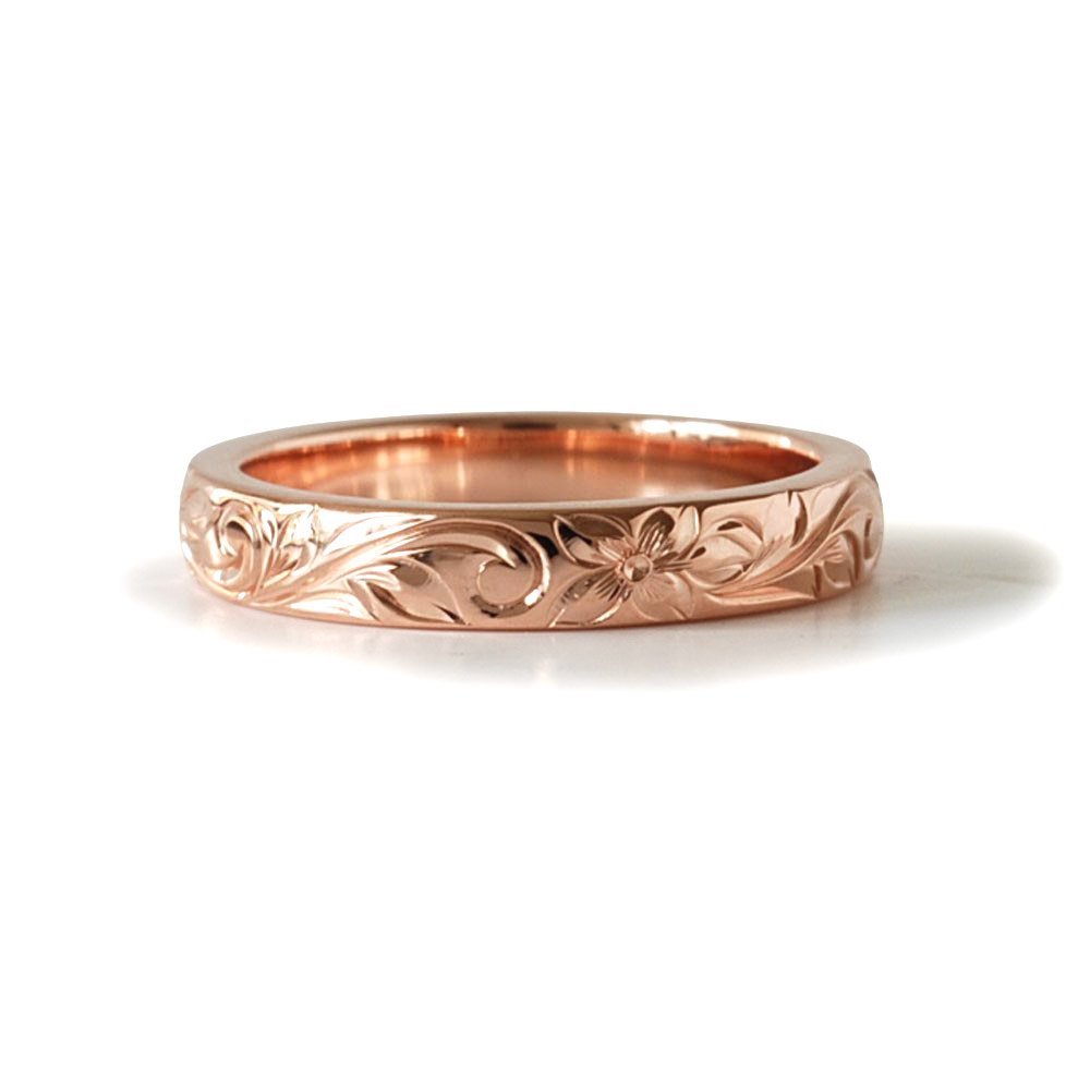 指輪 18金 ピンクゴールド シンプルで上品なツーラインリング 幅4.1mm
