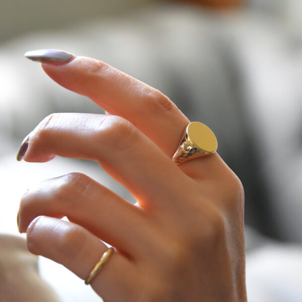 ハワイアンジュエリー WELIANA（ウェリアナ）シグネットリング K18 メンズ レディース signet ring 刻印可能 ゴールド wri1880