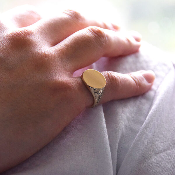 ハワイアンジュエリー WELIANA（ウェリアナ）シグネットリング K18 メンズ レディース signet ring 刻印可能 ゴールド wri1880