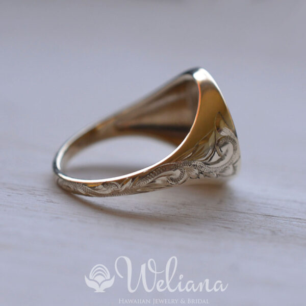 ハワイアンジュエリー WELIANA（ウェリアナ）シグネットリング K18 メンズ レディース signet ring 刻印可能 ゴールド wri1880