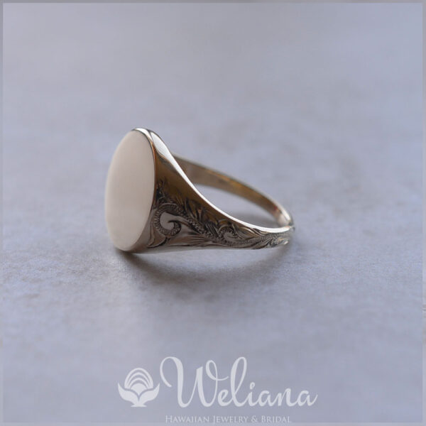 ハワイアンジュエリー WELIANA（ウェリアナ）シグネットリング K18 メンズ レディース signet ring 刻印可能 ゴールド wri1880